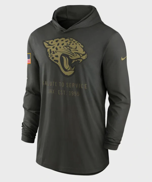 Jacksonville Jaguars 2025 Salute to Service Hooded Long Sleeve T-shirt