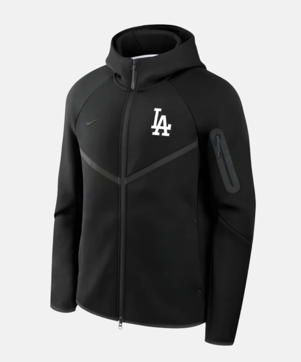 Los Angeles Dodgers Nike Black Tech Fleece Windrunner Full-Zip Hoodie Jacket