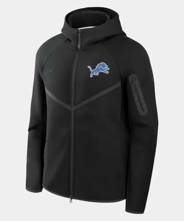 NFL Detroit Lions Tech Fleece Windrunner Full-Zip Hooded Jacket Black