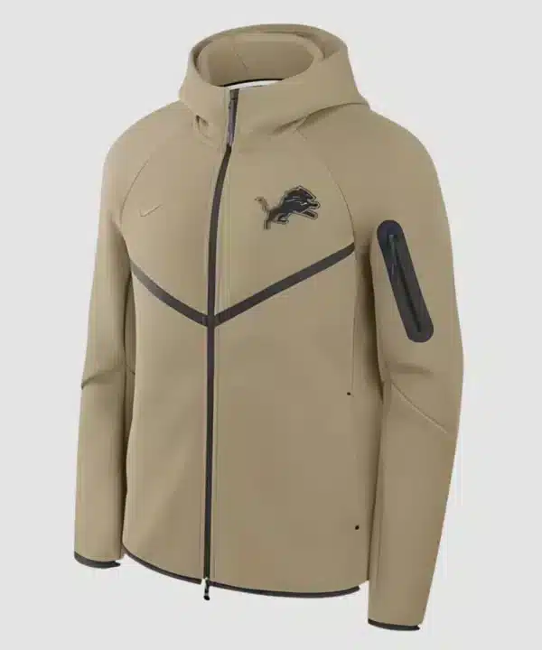 Nike MLB Detroit Lions Brown Tech Fleece Full-Zip Windrunner Hooded Jacket