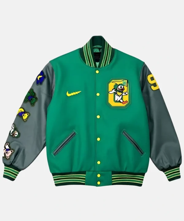 Oregon Nike Grateful Ducks Lettermens Jacket Green