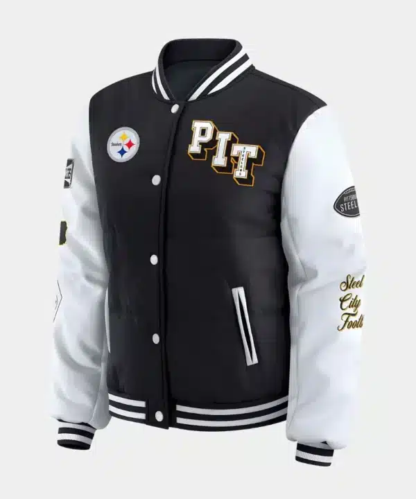 Pittsburgh Steelers WEAR by Erin Andrews Varsity Full-Snap Puffer Jacket