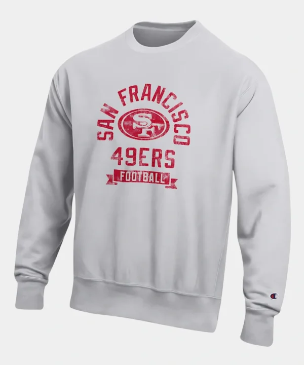 San Francisco 49ers Champion Heather Gray Reverse Weave Fleece Pullover Sweatshirt