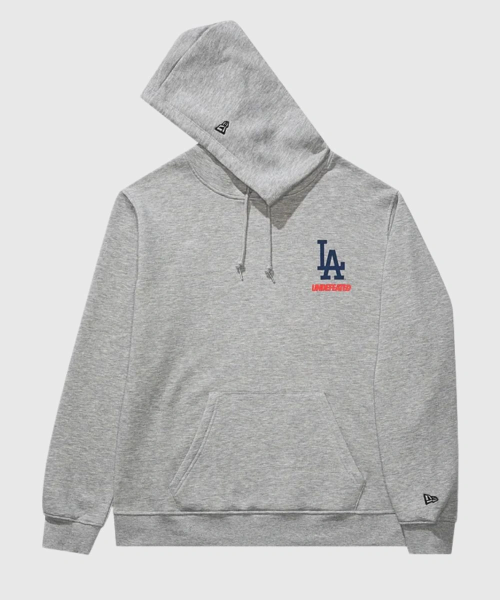 Undefeated x NE x Dodgers Stacked Logo Hoodie Grey