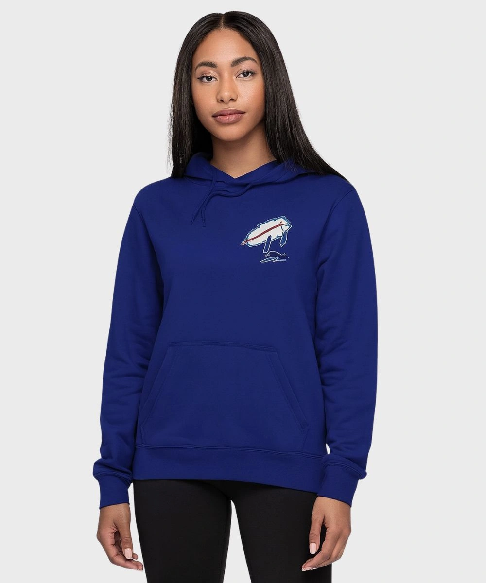Womens Buffalo Bills New Era Billustration Josh Allen Hoodie Blue