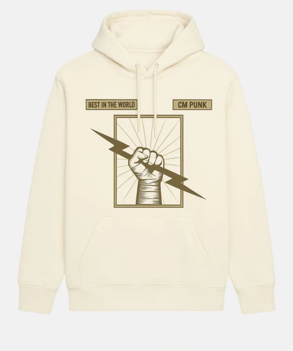 World Wrestling Entertainment WWE RAW CM Punk Beige Hoodie