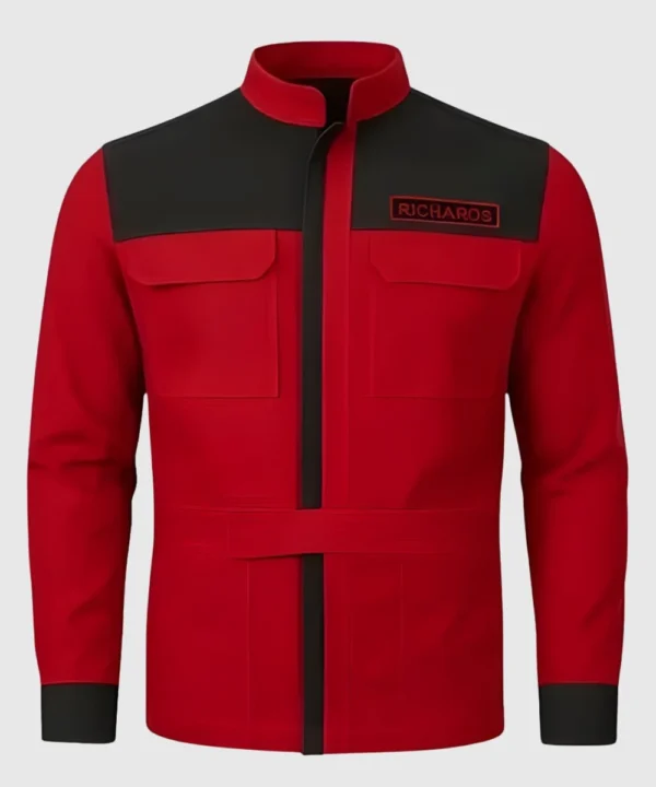 American Actor Glen Powell The Running Man 2025 Red Jacket