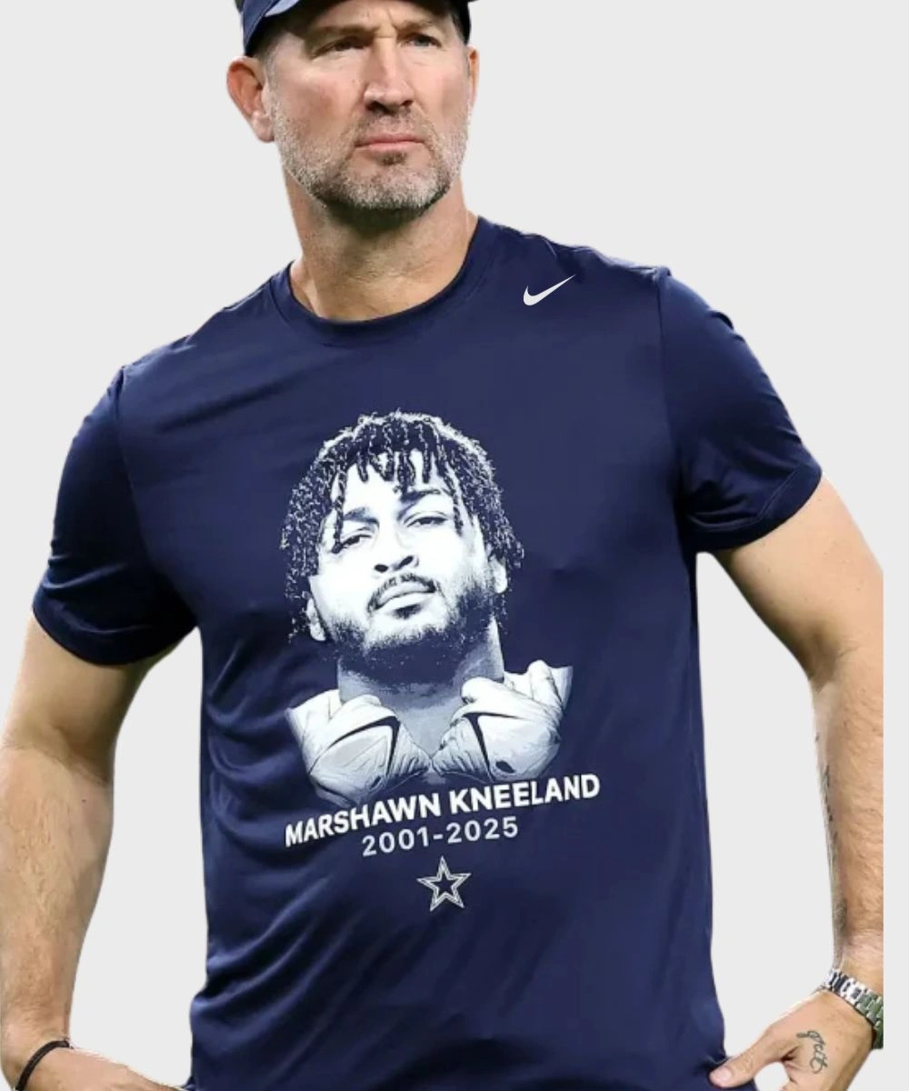American Football Coach Brian Schottenheimer 2001-2025 Marshawn Kneeland Navy Blue T-Shirt