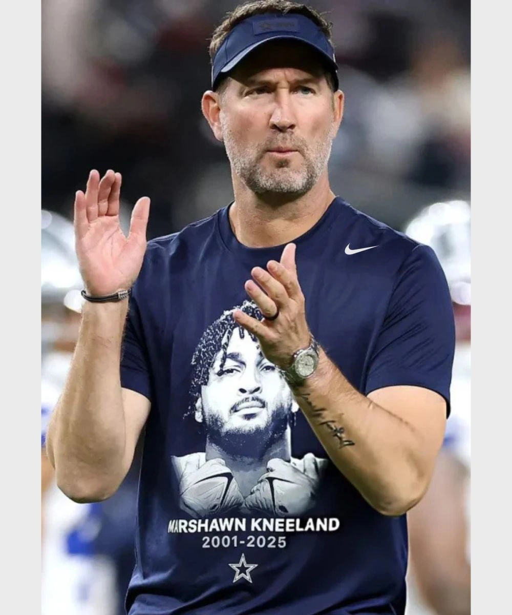 American Football Coach Brian Schottenheimer 2001-2025 Marshawn Kneeland T-Shirt Navy Blue