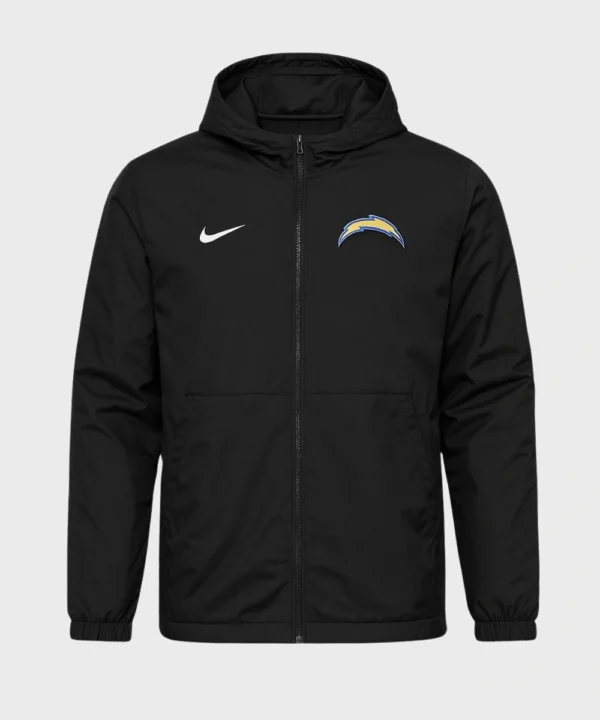American Football Coach Jim Harbaugh Los Angeles Chargers Black Hooded Puffer Jacket