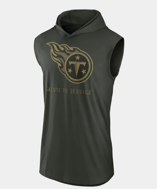 American Football Quarterback Cam Ward Tennessee Titans 2025 Salute to Service Sleeveless Hoodie Forest Green