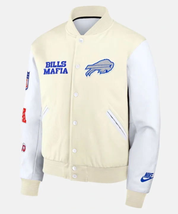 Buffalo Bills Nike White 2025 Rivalries Collection Full-Snap Varsity Jacket