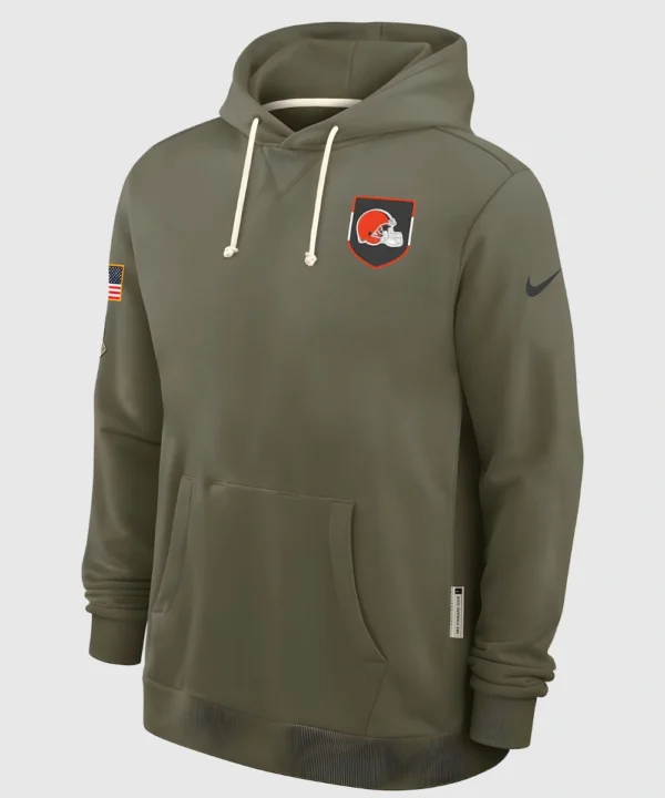 Dillon Gabriel Cleveland Browns Nike Olive 2025 Salute to Service Sideline Standard Issue Dri-FIT Hoodie