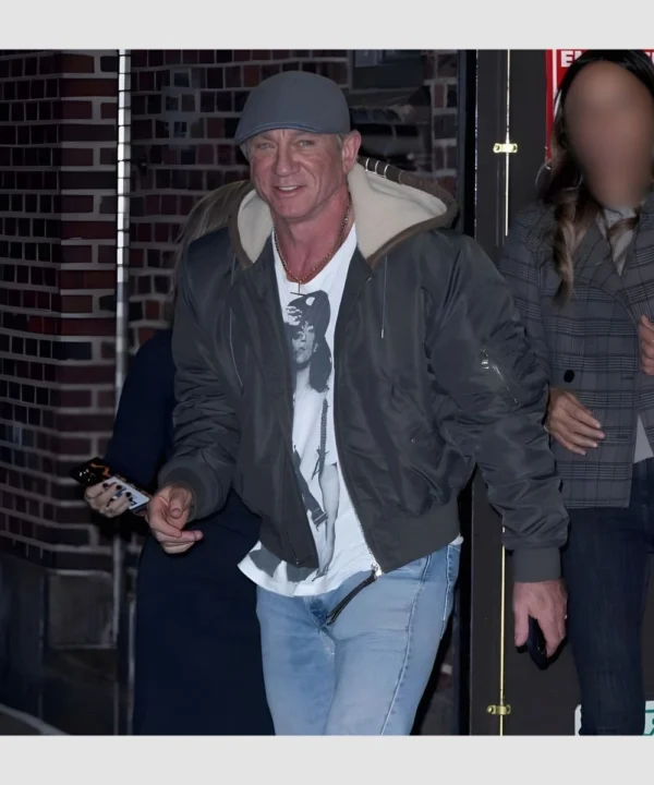 English Actor Daniel Craig NYC Black Hooded Jacket