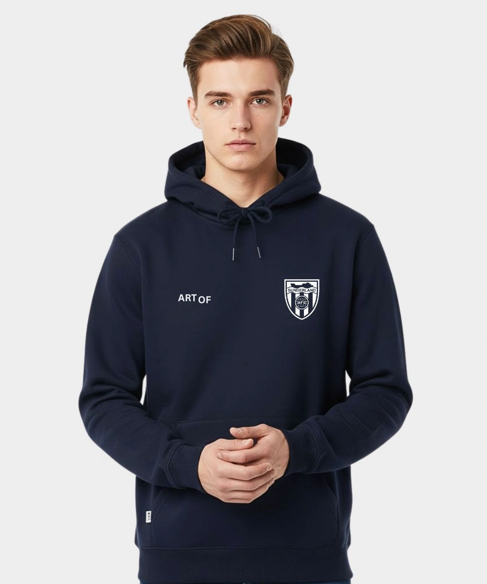 Men's Sunderland x Art of Football Label Print Hoodie Navy Blue