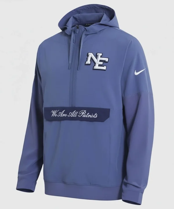New England Patriots Nike Blue 2025 Rivalries Collection Sideline Anorak Half-Zip Hoodie Jacket
