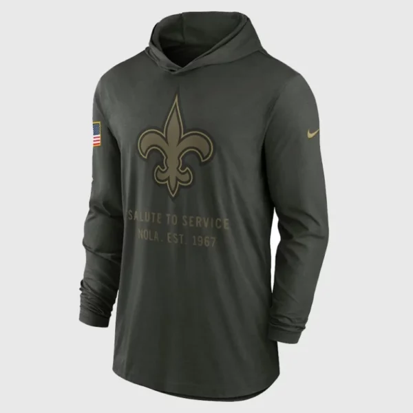 New Orleans Saints Nike 2025 Salute to Service Sideline Dri-FIT Lightweight Hooded Pullover - Forest Green