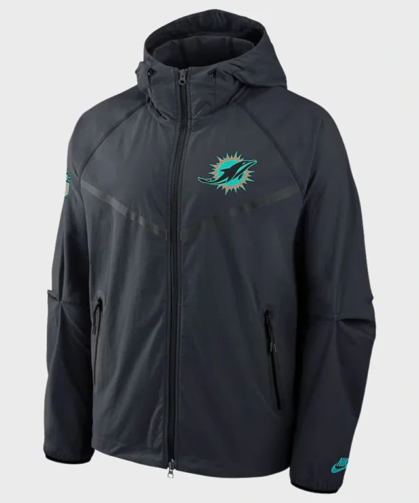 Nike Pitch Blue Miami Dolphins 2025 Rivalries Collection Tech Raglan Full-Zip Jacket