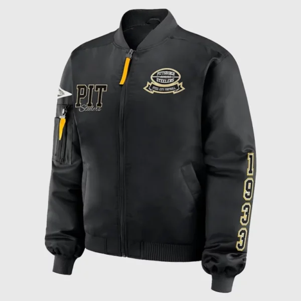 Pittsburgh Steelers WEAR by Erin Andrews Black Bomber Jacket