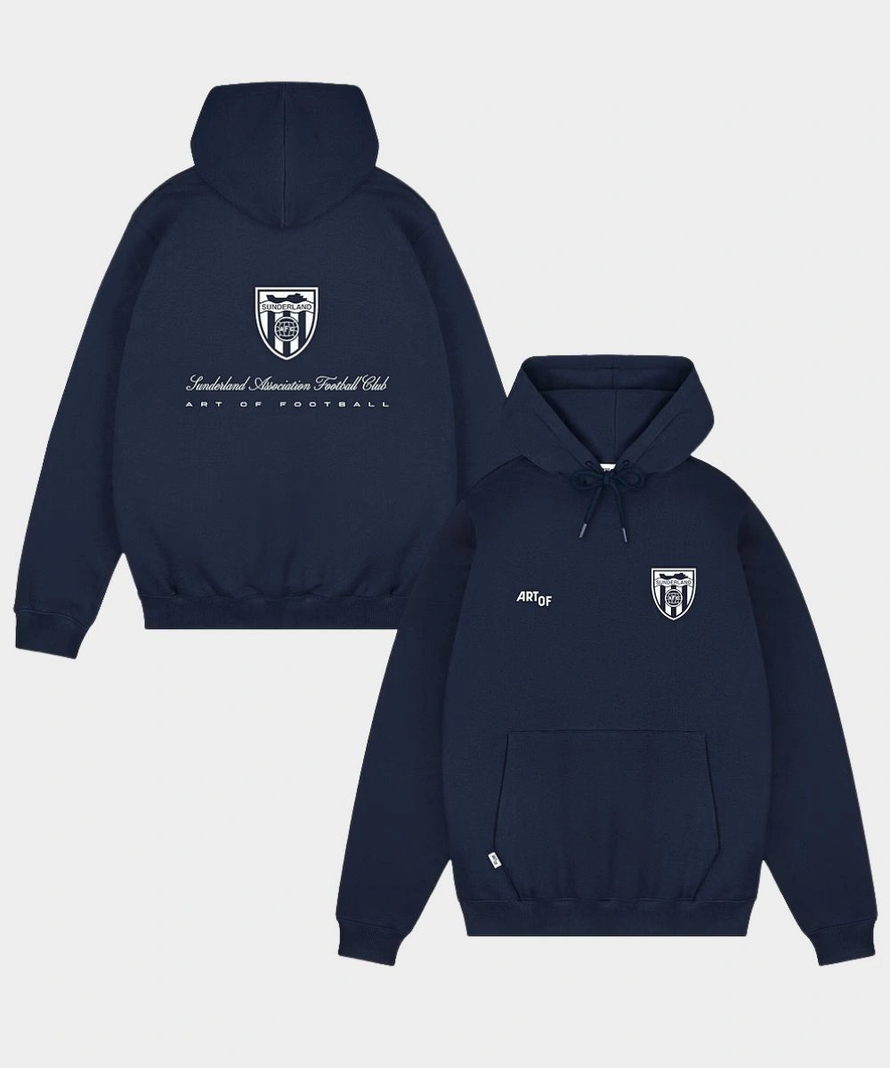Sunderland Art of Football Label Print Hoodie Navy Blue