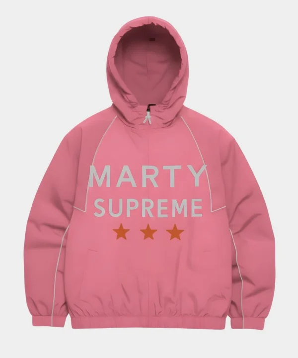 Timothee Chalamet NYC 2025 Marty Supreme Dream Big Pink Zipper Hooded Jacket