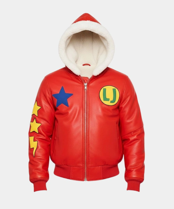 American Rapper Lil Jon 2025 Thanksgiving Day Parade Red Leather Hooded Jacket