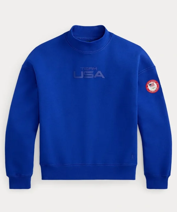 Milano Cortina 2026 Winter Olympics Polo Ralph Lauren Team USA Fleece Mockneck Blue Sweatshirt