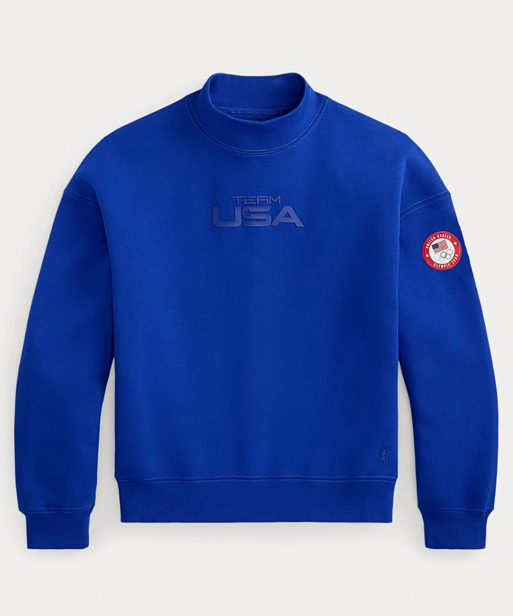 Milano Cortina 2026 Winter Olympics Polo Ralph Lauren Team USA Fleece Mockneck Blue Sweatshirt