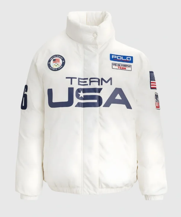 Milano Cortina 2026 Winter Olympics Women’s Polo Ralph Lauren Team USA Graphic Down Puffer Jacket White
