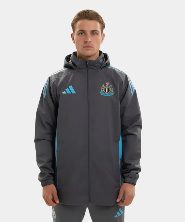 Newcastle United Adidas 25/26 Players Range All Weather Hooded Jacket Grey