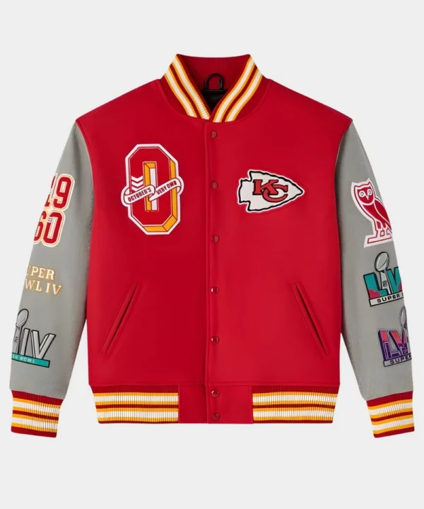 October's Very Own x NFL Kansas City Chiefs Red Varsity Bomber Jacket