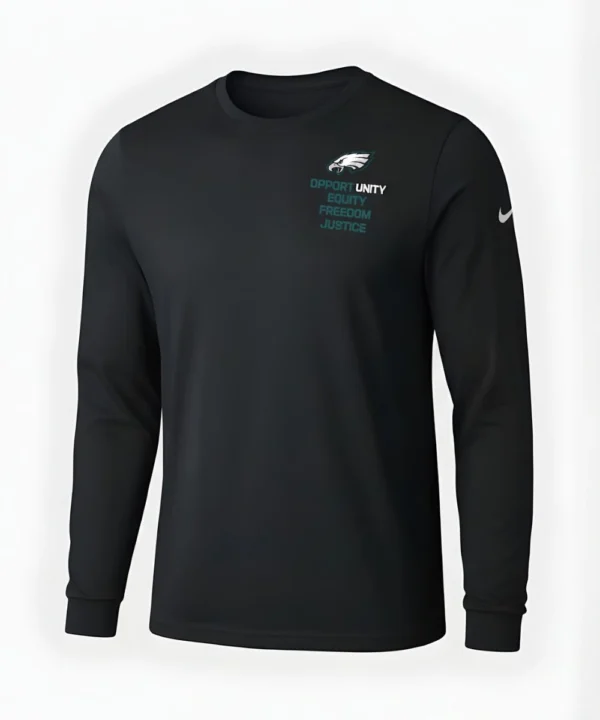 Saquon Barkley Philadelphia Eagles 2025 Inspire Change Opportunity Equity Freedom Justice Nike Black Pullover Long Sleeve T-Shirt
