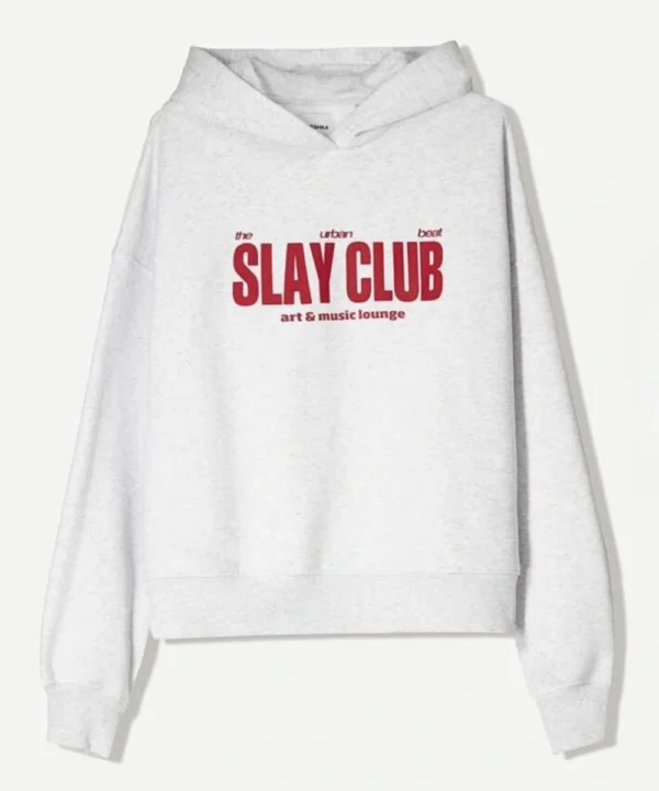 Women's Slay Club Grey Oversized Pullover Fleece Hoodie