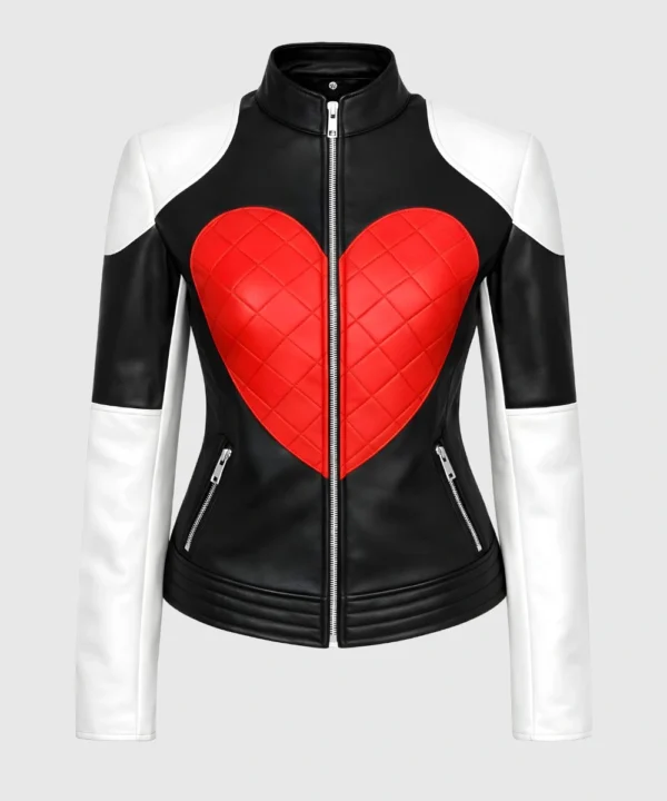 Women's Valentine's Day Special Red Heart Leather Jacket