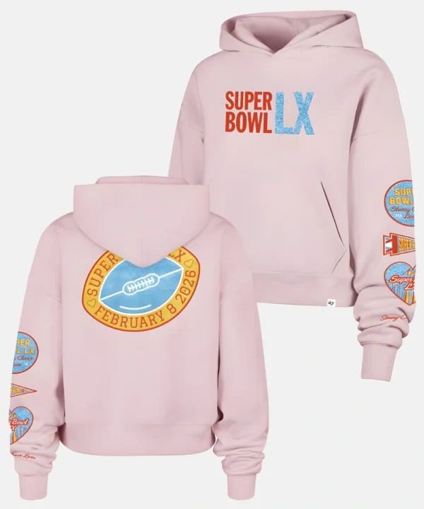 2026 Stoney Clover Lane x '47 Super Bowl LX Women's Foundation Crop Hoodie Pink