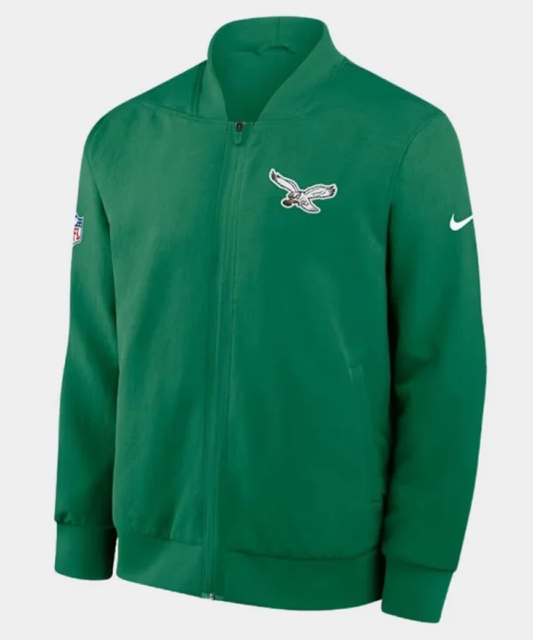 American Football Coach Nick Sirianni 2025 Nike Philadelphia Eagles Kelly Green Sideline Bomber Jacket