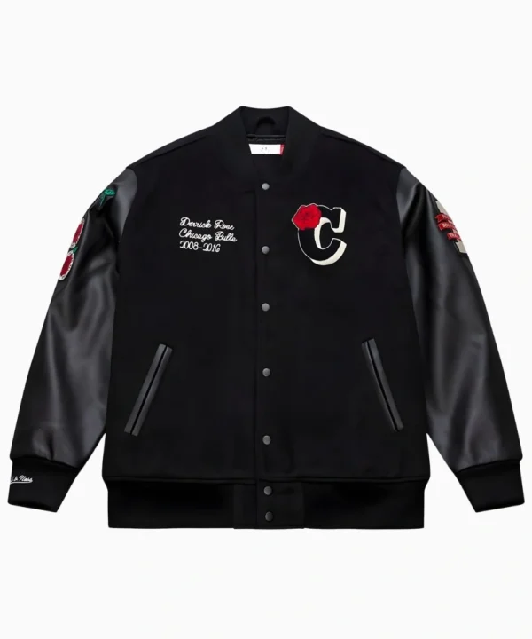 Derrick Rose Chicago Bulls Mitchell & Ness Retirement Letterman Black Jacket