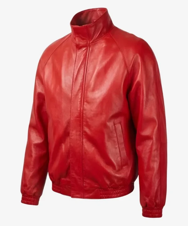 Marty Supreme Timothee Chalamet Red Oversized Leather Bomber Jacket