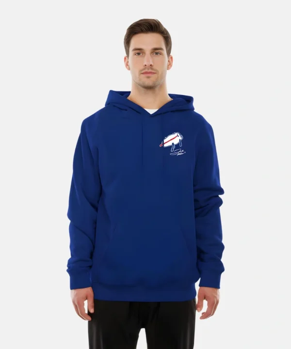 Men's Buffalo Bills New Era Billustration Josh Allen Hooded Sweatshirt Blue