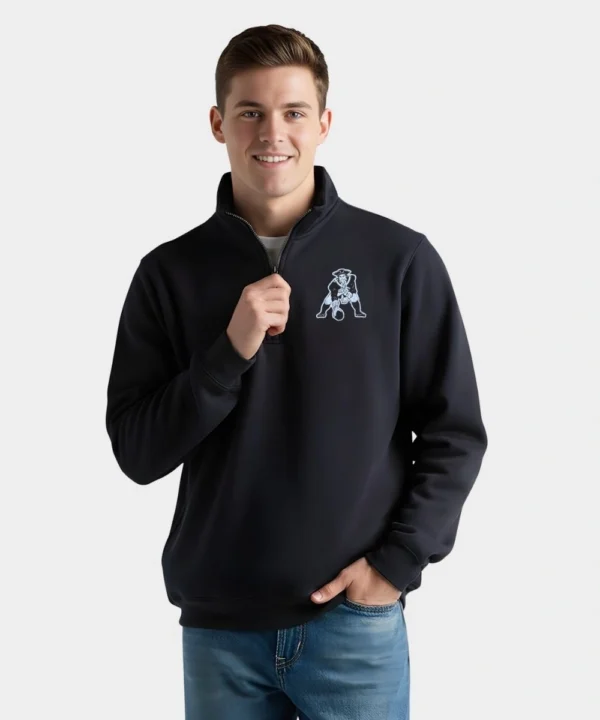 Men's Charles River x New England Patriots Crosswind Quarter-Zip Pullover Sweatshirt Navy Blue