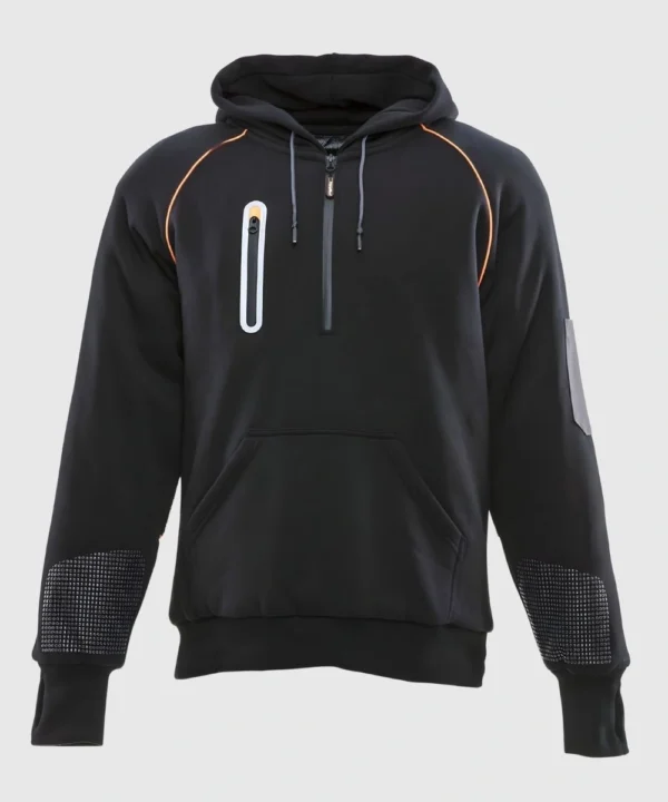 Men's Refrigiwear Polar Force Black Pullover Half-Zip Hooded Fleece Sweatshirt For Sale