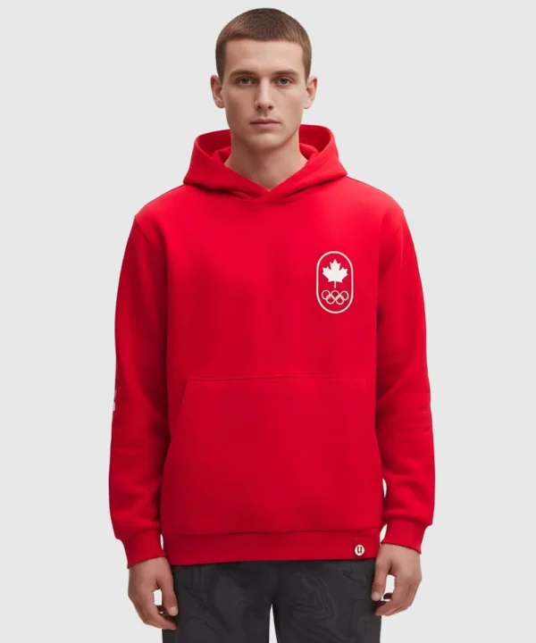 Men's Winter Olympics 2026 Lululemon Team Canada Pullover Fleece Hoodie Red