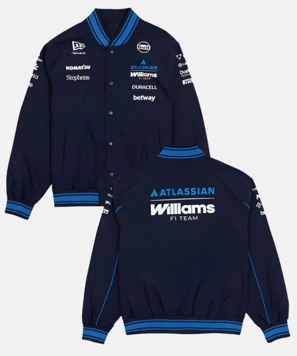 New Era x Atlassian 2026 Williams F1 Team Navy Varsity Bomber Jacket