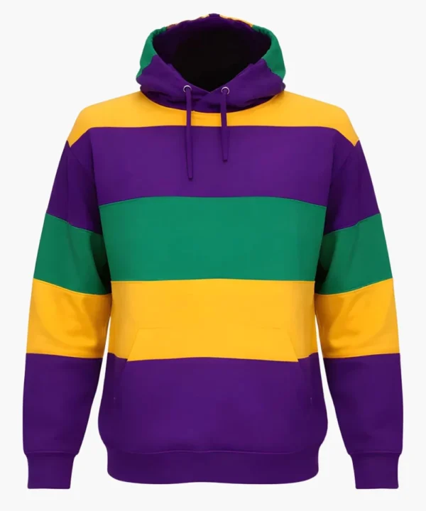 Unisex Mardi Gras Unisex Paneled Pullover Fleece Hoodie Sweatshirt
