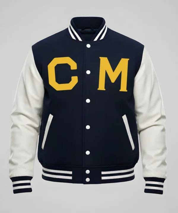 WWE CM Punk 2026 Steiner Bros University of Michigan Blue & White Bomber Varsity Jacket