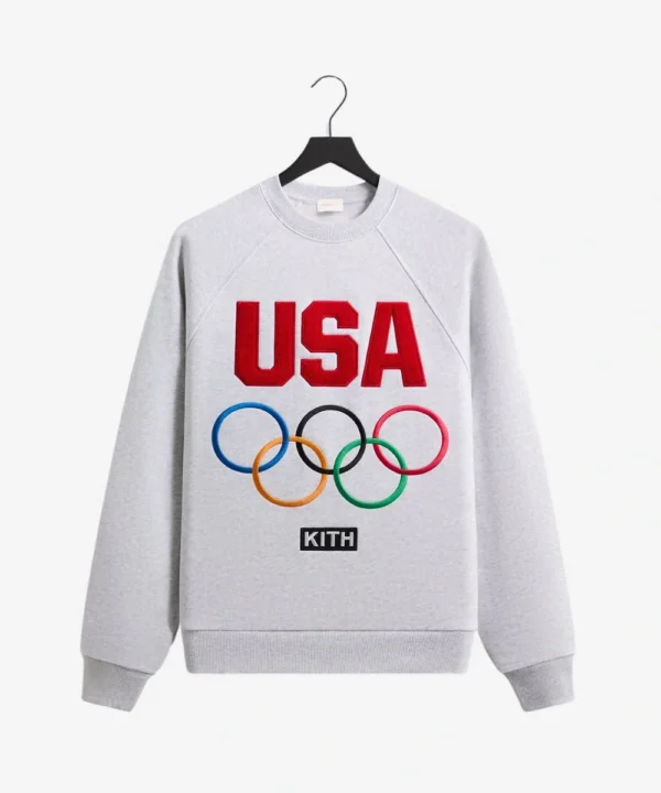 Winter Olympics 2026 Kith for Team USA Raglan Nelson Crewneck Grey Pullover Sweatshirt