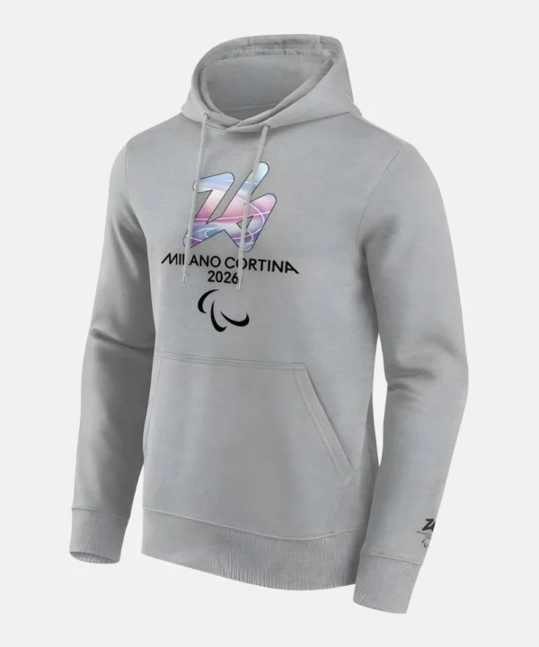 Winter Olympics 2026 Milano Cortina Paralympics Embrace Graphic Grey Pullover Fleece Hoodie