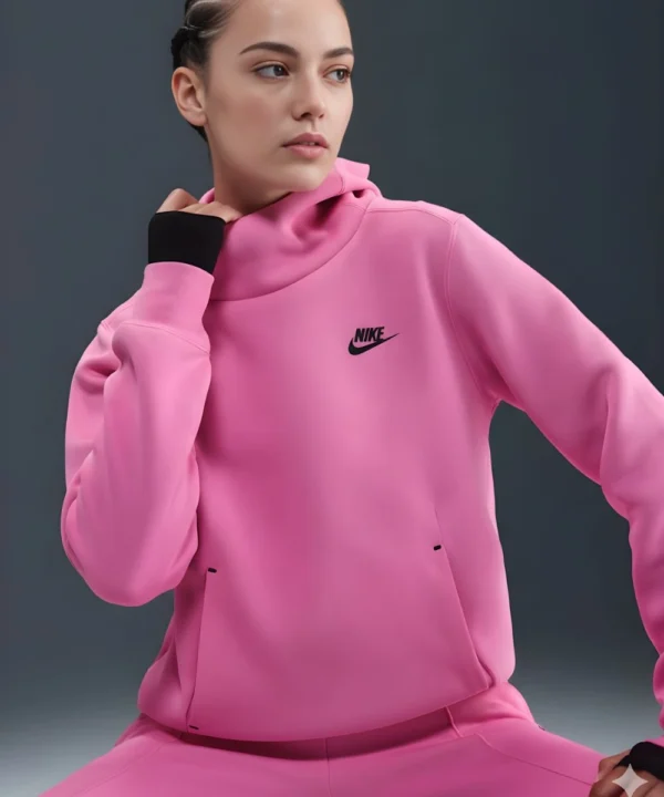 Women's Nike Sportswear Tech Fleece Pink Pullover Hoodie