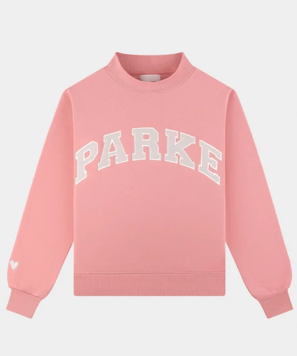 Women's Valentine’s Drop 2026 Parke Valentine's Varsity Mockneck Pullover Fleece Sweatshirt Dark Pink