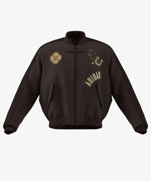 Adidas CNY Modern China 3 Stripes Padded Bomber Jacket Brown